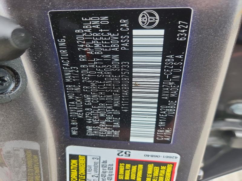 2024 Toyota Camry მანქანა იყიდება აუქციონზე, vin: 4T1T11AK8RU875733, აუქციონის ნომერი: 67722066