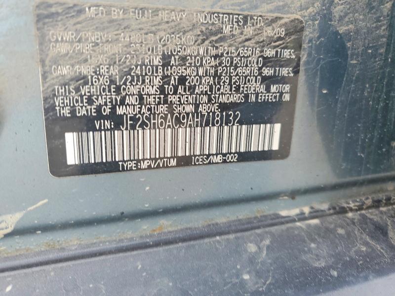 70353336 :رقم المزاد ، JF2SH6AC9AH718132 vin ، 2010 Subaru Forester مزاد بيع