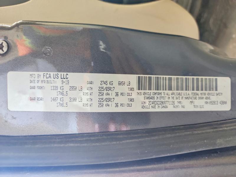 Aukcja sprzedaży 2019 Dodge Grand Caravan, vin: 2C4RDGCG9KR771126, numer aukcji: 67381296