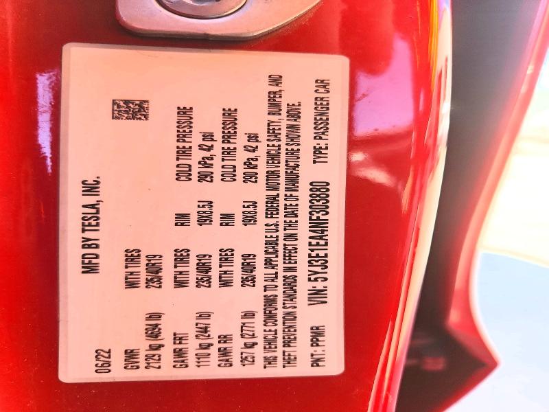 Продаж на аукціоні авто 2022 Tesla Model 3, vin: 5YJ3E1EA4NF303880, номер лоту: 69817716