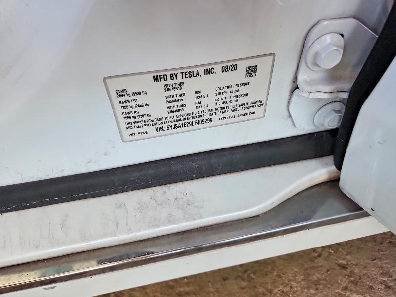 Auction sale of the 2020 Tesla Model S, vin: 5YJSA1E29LF409299, lot number: 69290806