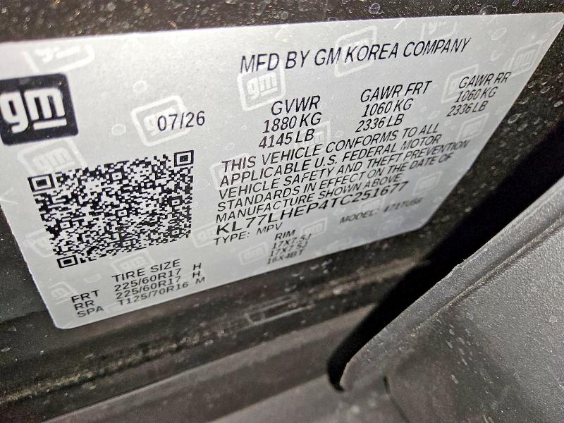 2026 Chevrolet Trax მანქანა იყიდება აუქციონზე, vin: KL77LHEP4TC251677, აუქციონის ნომერი: 71103546