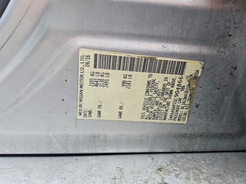 Aukcja sprzedaży 2016 Nissan Maxima, vin: 1N4AA6AP2GC904866, numer aukcji: 66604986