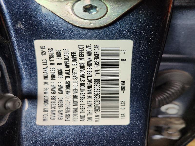 Aukcja sprzedaży 2016 Honda Civic, vin: 19XFC2F52GE203988, numer aukcji: 69963356
