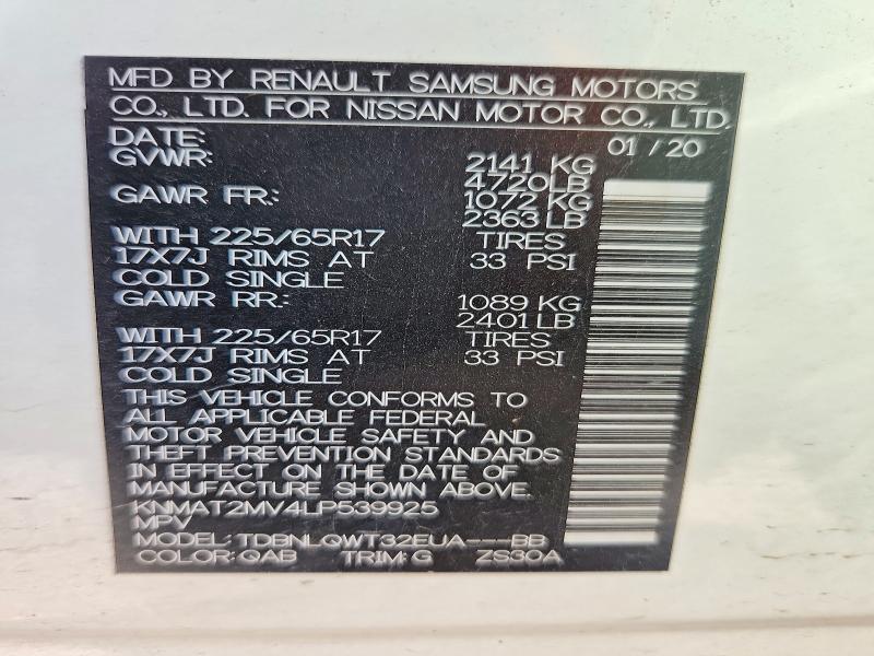 Aukcja sprzedaży 2020 Nissan Rogue, vin: KNMAT2MV4LP539925, numer aukcji: 67718906