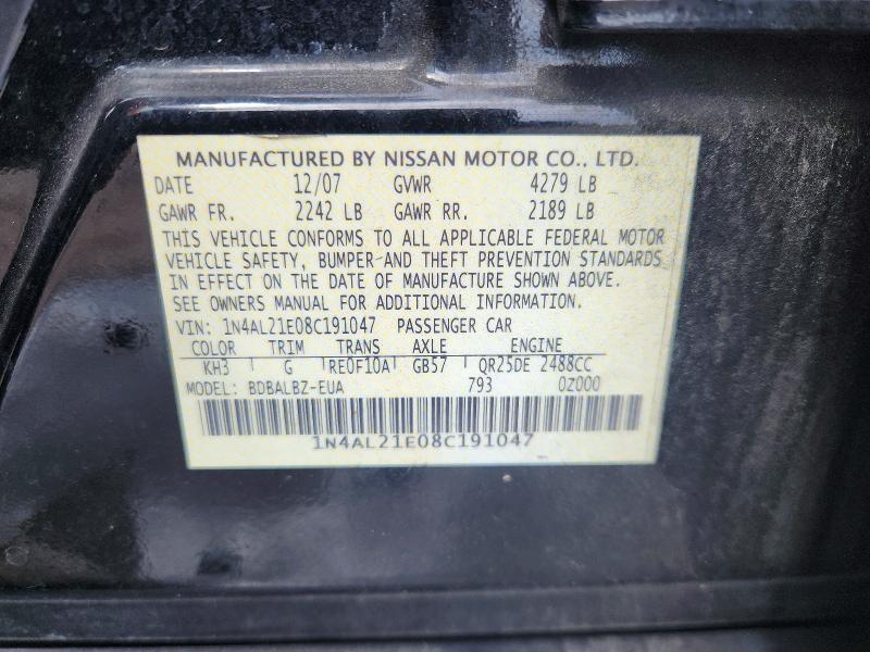 Продажа на аукционе авто 2008 Nissan Altima, vin: 1N4AL21E08C191047, номер лота: 70037796