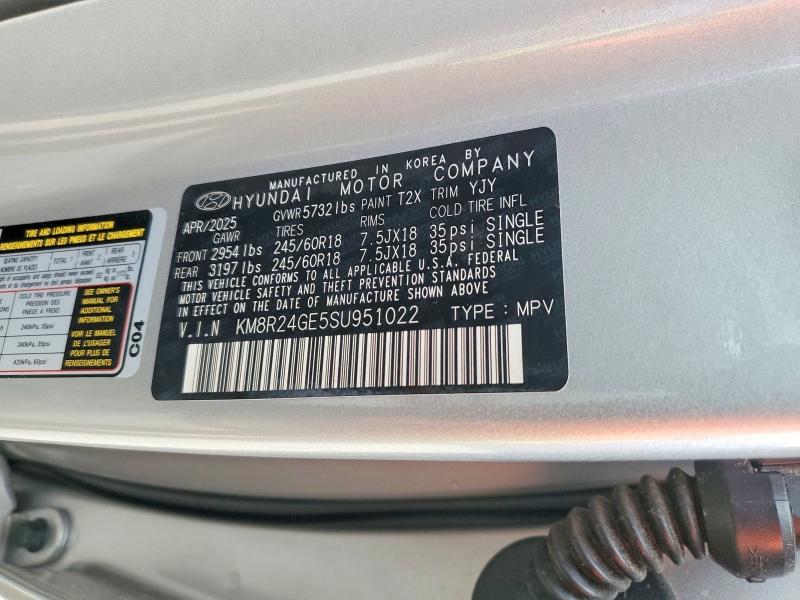 70248996 :رقم المزاد ، KM8R24GE5SU951022 vin ، 2025 Hyundai Palisade مزاد بيع