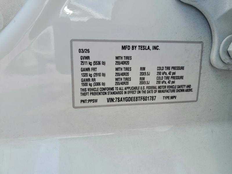 2026 Tesla Model Y მანქანა იყიდება აუქციონზე, vin: 7SAYGDEE8TF601787, აუქციონის ნომერი: 67708746