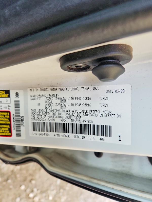 68203036 :رقم المزاد ، 5TFAX5GNXLX182185 vin ، 2020 Toyota Tacoma مزاد بيع