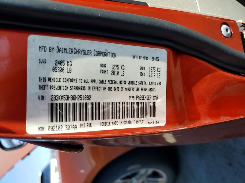 Aukcja sprzedaży 2006 Dodge Charger, vin: 2B3KA53H86H251892, numer aukcji: 62242756