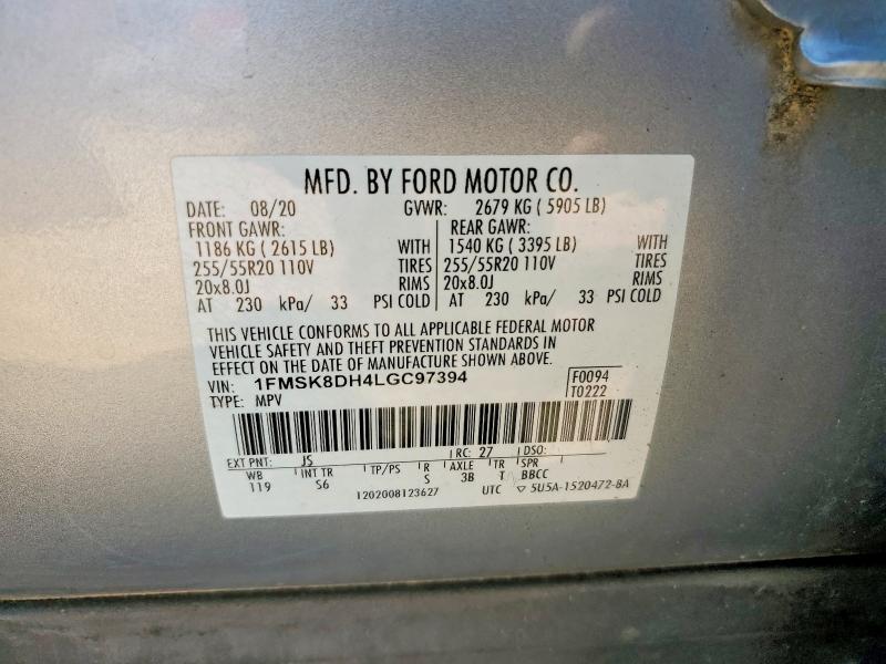 Aukcja sprzedaży 2020 Ford Explorer, vin: 1FMSK8DH4LGC97394, numer aukcji: 68444476