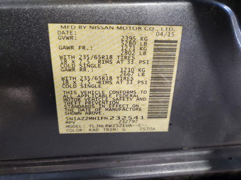 Aukcja sprzedaży 2015 Nissan Murano, vin: 5N1AZ2MH1FN232541, numer aukcji: 69700386