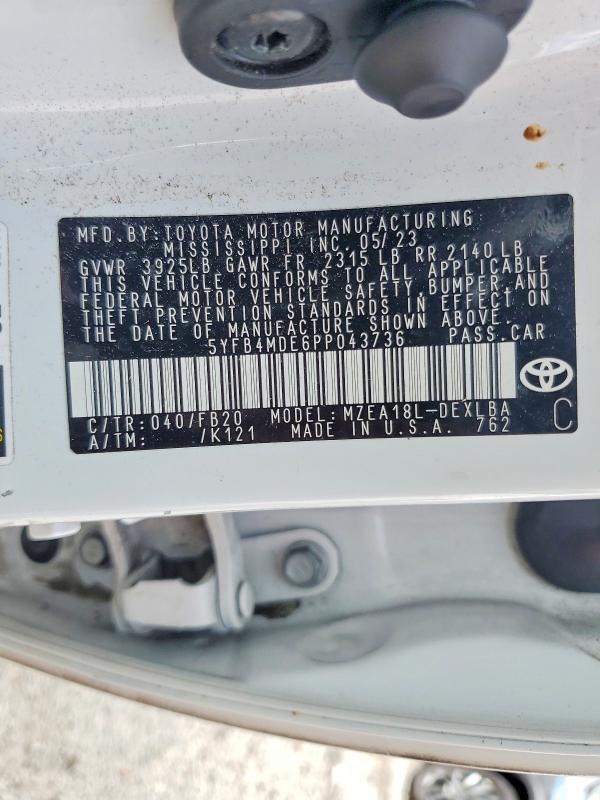 Продаж на аукціоні авто 2023 Toyota Corolla, vin: 5YFB4MDE6PP043736, номер лоту: 70525326