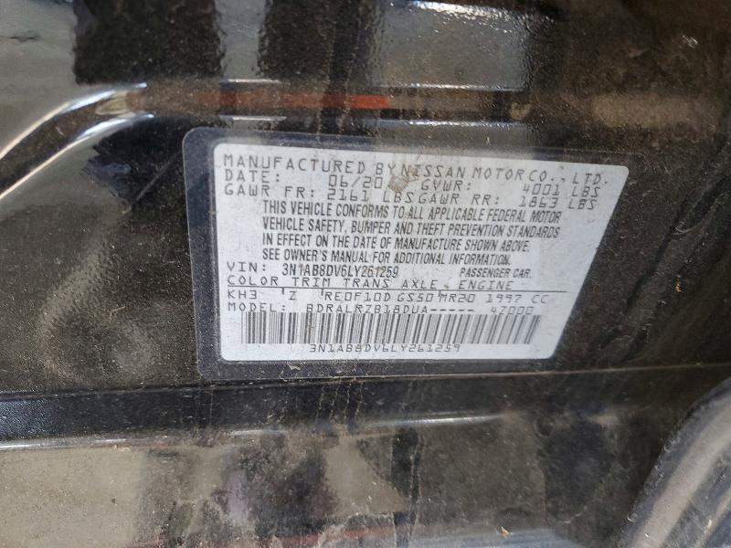 2020 Nissan Sentra მანქანა იყიდება აუქციონზე, vin: 3N1AB8DV6LY261259, აუქციონის ნომერი: 69367496