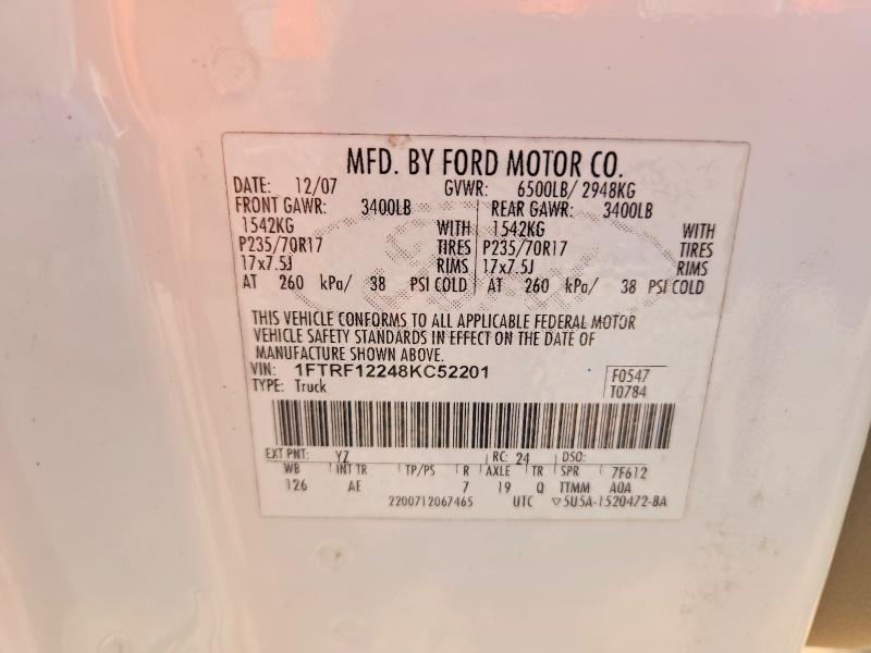 Продажа на аукционе авто 2008 Ford F150, vin: 1FTRF12248KC52201, номер лота: 69895426