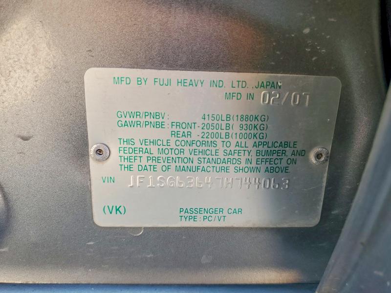2007 Subaru Forester მანქანა იყიდება აუქციონზე, vin: JF1SG63647H744063, აუქციონის ნომერი: 68146226
