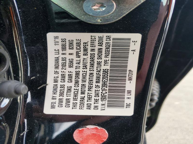 Продаж на аукціоні авто 2017 Honda Civic, vin: 19XFC1F39HE205585, номер лоту: 68303376
