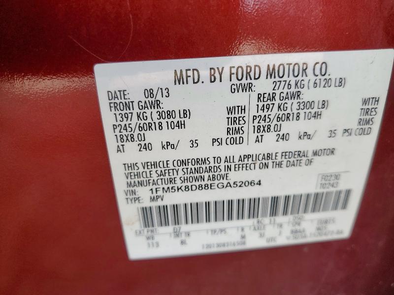 Auction sale of the 2014 Ford Explorer, vin: 1FM5K8D88EGA52064, lot number: 70176666