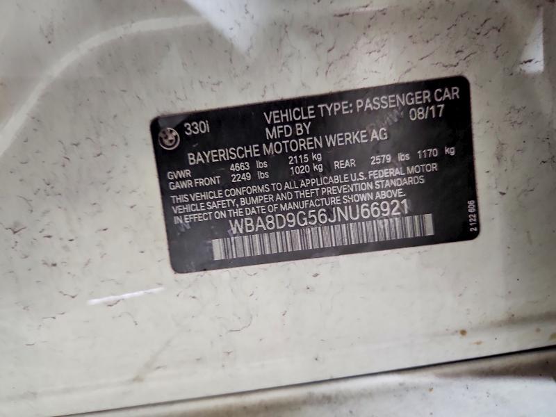 2018 Bmw 330 მანქანა იყიდება აუქციონზე, vin: WBA8D9G56JNU66921, აუქციონის ნომერი: 68506886