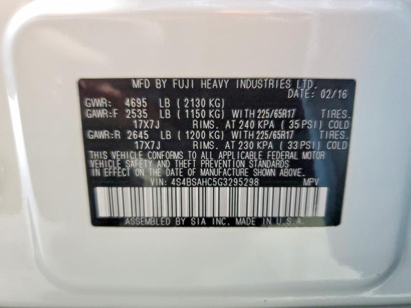 Aukcja sprzedaży 2016 Subaru Outback, vin: 4S4BSAHC5G3295298, numer aukcji: 71173336