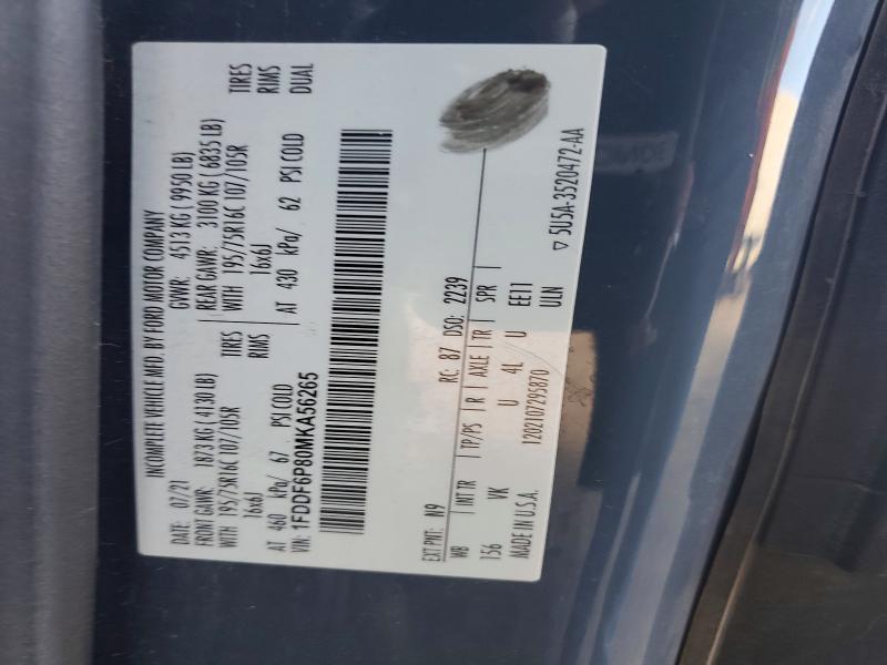 Aukcja sprzedaży 2021 Ford Transit, vin: 1FDDF6P80MKA56265, numer aukcji: 67253486