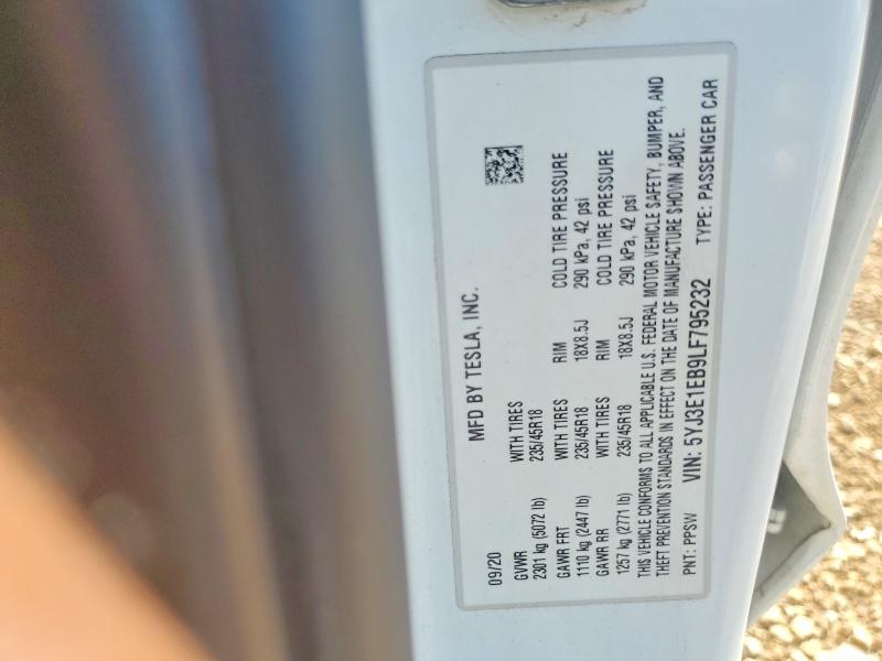 Aukcja sprzedaży 2020 Tesla Model 3, vin: 5YJ3E1EB9LF795232, numer aukcji: 68332706