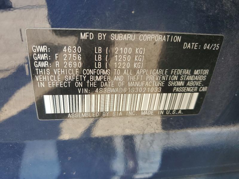 67893556 :رقم المزاد ، 4S3BWAD61S3021033 vin ، 2025 Subaru Legacy مزاد بيع