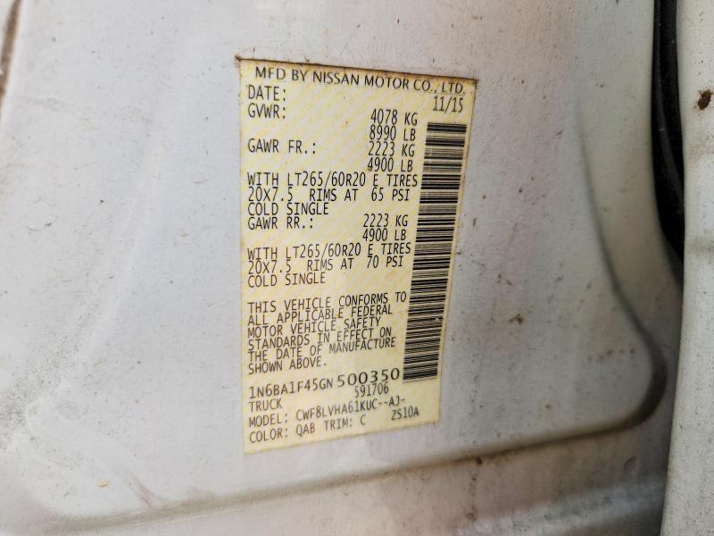67534826 :رقم المزاد ، 1N6BA1F45GN500350 vin ، 2016 Nissan Titan Xd مزاد بيع