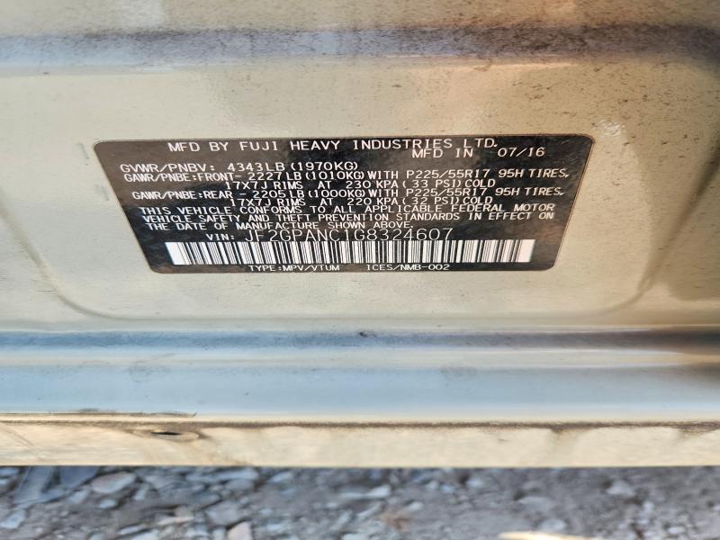 Aukcja sprzedaży 2016 Subaru Crosstrek, vin: JF2GPANC1G8324607, numer aukcji: 69729936