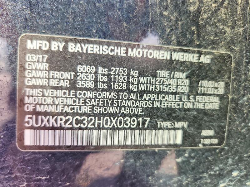 69602756 :رقم المزاد ، 5UXKR2C32H0X03917 vin ، 2017 Bmw X5 مزاد بيع