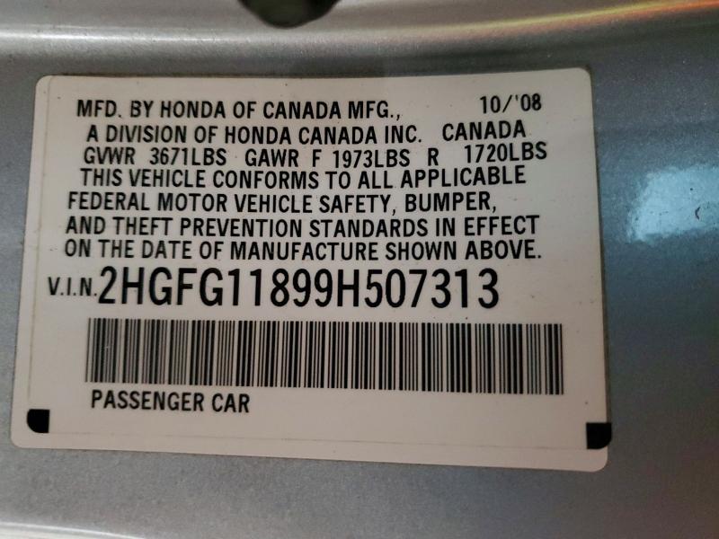 Продаж на аукціоні авто 2009 Honda Civic, vin: 2HGFG11899H507313, номер лоту: 70142176
