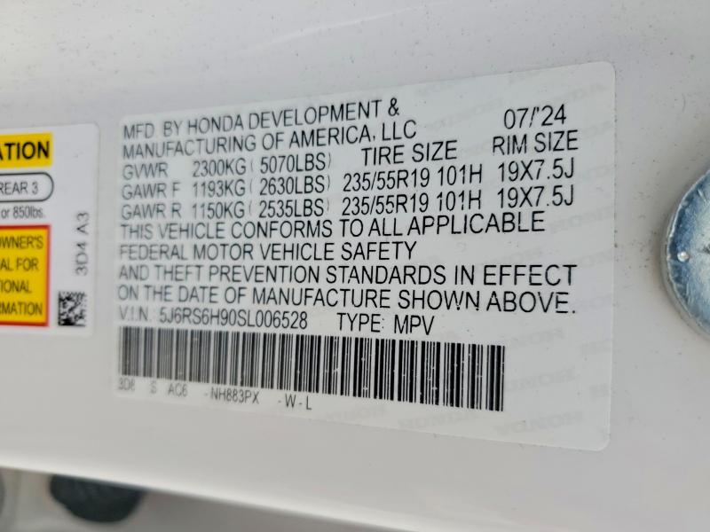 Продаж на аукціоні авто 2025 Honda Cr-v, vin: 5J6RS6H90SL006528, номер лоту: 69205176