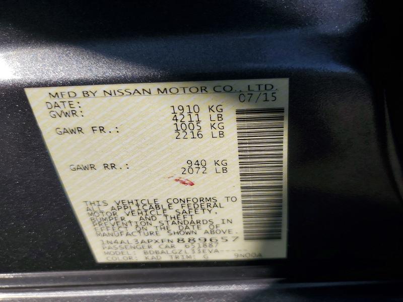 Продажа на аукционе авто 2015 Nissan Altima, vin: 1N4AL3APXFN889657, номер лота: 70252256