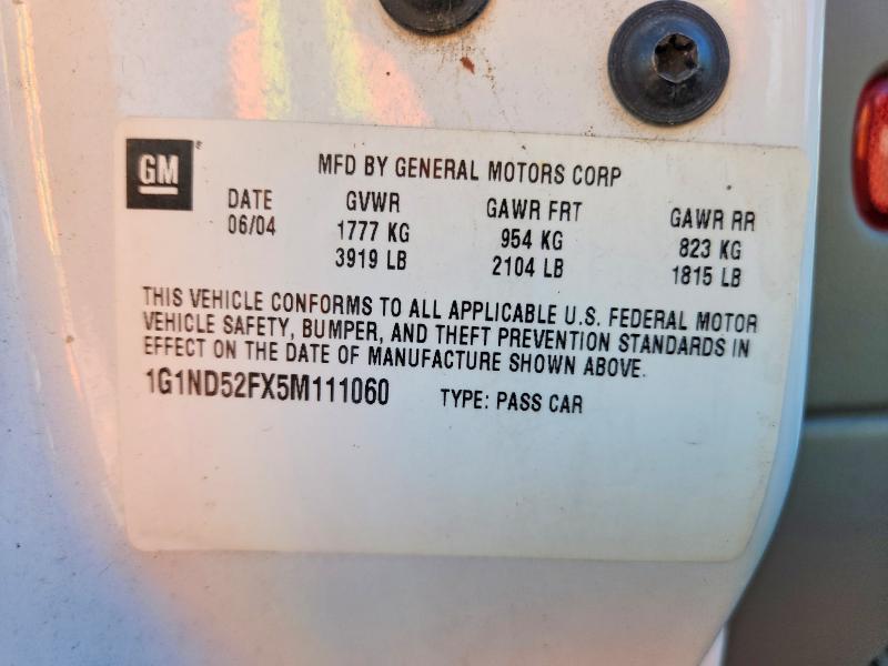 2005 Chevrolet Classic მანქანა იყიდება აუქციონზე, vin: 1G1ND52FX5M111060, აუქციონის ნომერი: 70887786