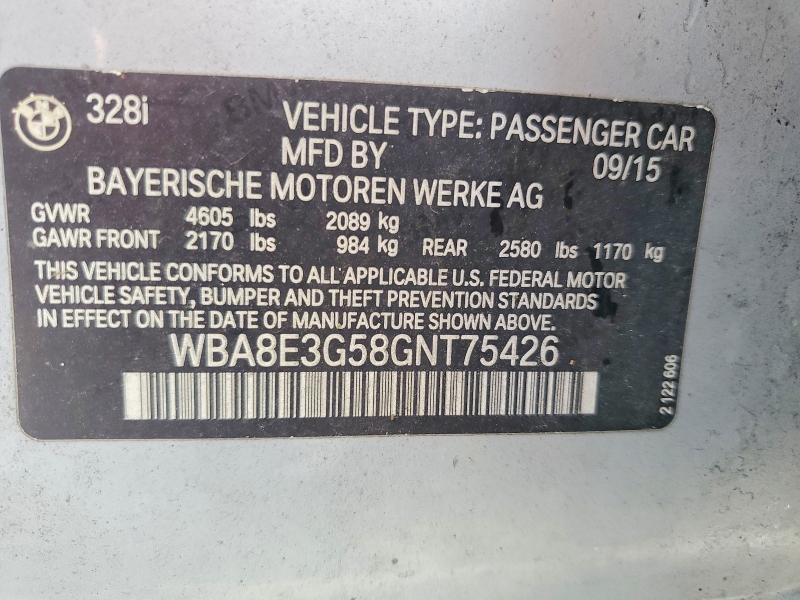 Продаж на аукціоні авто 2016 Bmw 328, vin: WBA8E3G58GNT75426, номер лоту: 67413556