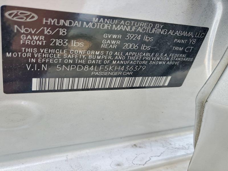Продаж на аукціоні авто 2019 Hyundai Elantra, vin: 5NPD84LF5KH436379, номер лоту: 69066196