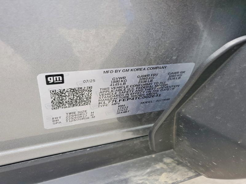 2026 Chevrolet Trax მანქანა იყიდება აუქციონზე, vin: KL77LFEP4TC002641, აუქციონის ნომერი: 68218316