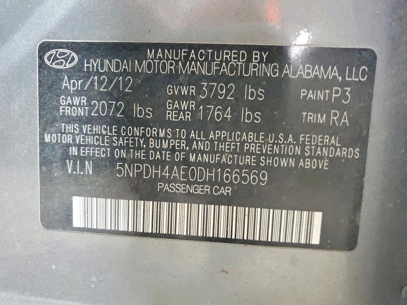 Продаж на аукціоні авто 2013 Hyundai Elantra, vin: 5NPDH4AE0DH166569, номер лоту: 70952406