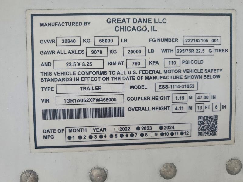 Продаж на аукціоні авто 2023 Great Dane Unknown, vin: 1GR1A062XPW455056, номер лоту: 68556936