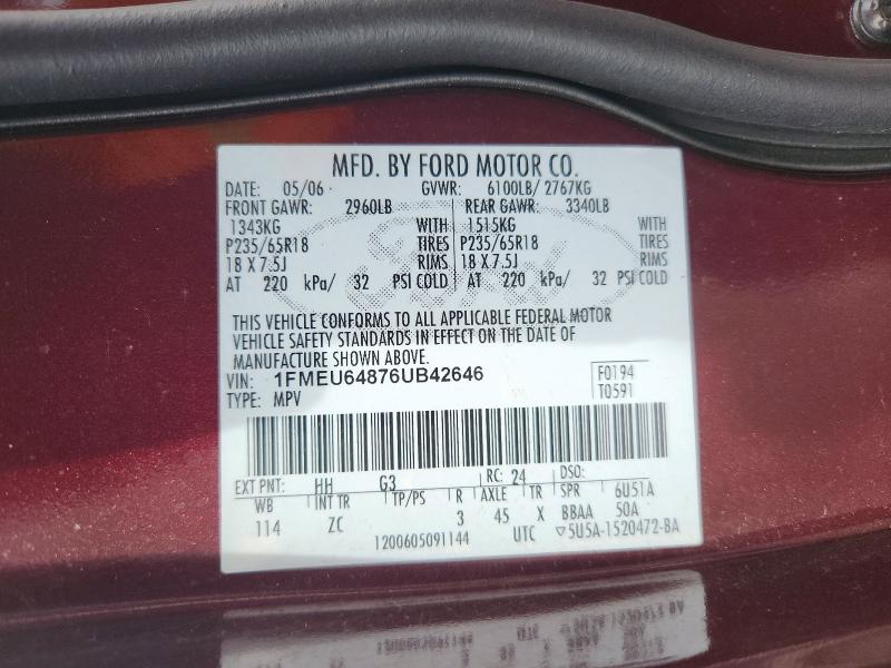 Aukcja sprzedaży 2006 Ford Explorer, vin: 1FMEU64876UB42646, numer aukcji: 70235246