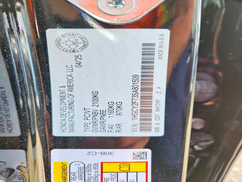Продажа на аукционе авто 2025 Honda Accord, vin: 1HGCY2F73SA801509, номер лота: 68012756