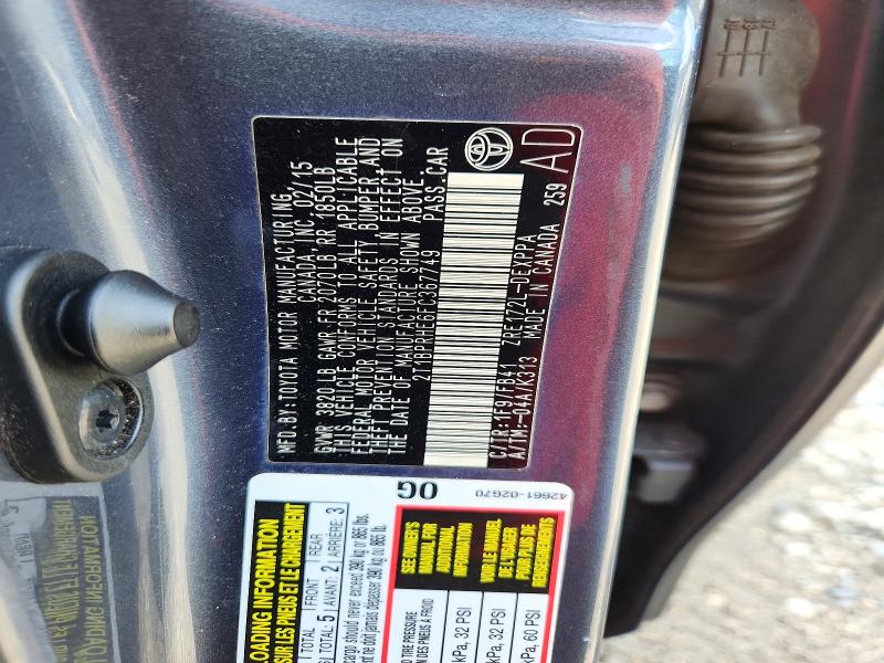 69788096 :رقم المزاد ، 2T1BPRHE6FC367749 vin ، 2015 Toyota Corolla مزاد بيع