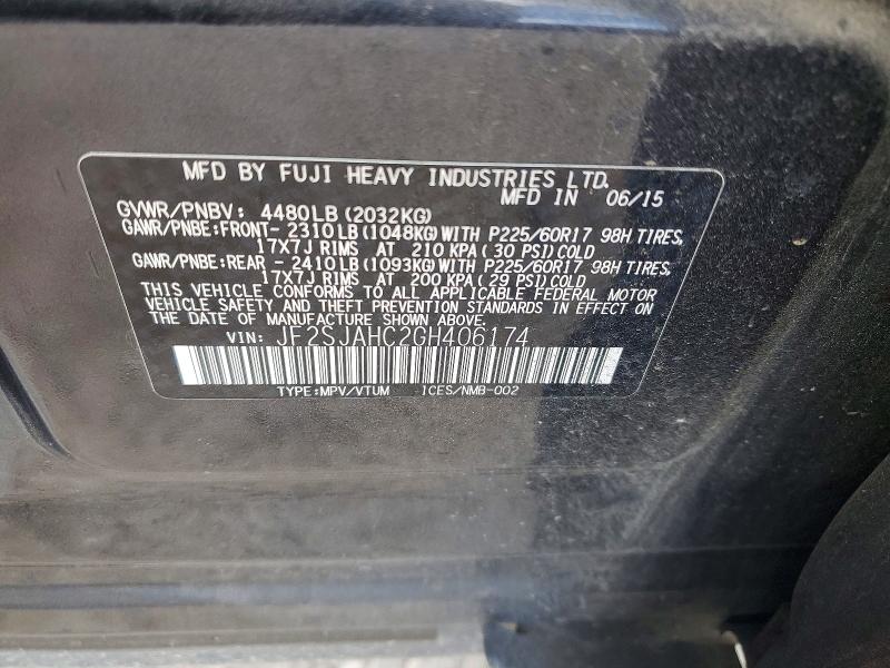 69251416 :رقم المزاد ، JF2SJAHC2GH406174 vin ، 2016 Subaru Forester مزاد بيع