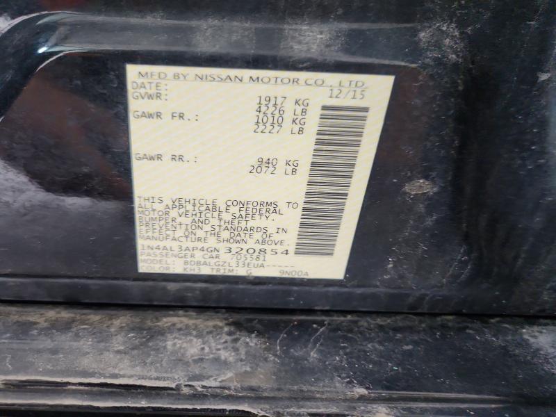 2016 Nissan Altima მანქანა იყიდება აუქციონზე, vin: 1N4AL3AP4GN320854, აუქციონის ნომერი: 69022606