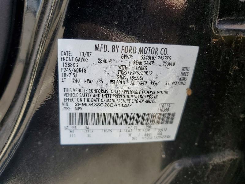 Aukcja sprzedaży 2008 Ford Edge, vin: 2FMDK38C28BA14287, numer aukcji: 66615076