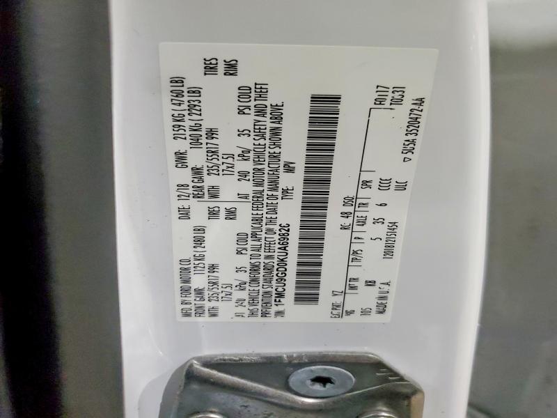 Продажа на аукционе авто 2019 Ford Escape, vin: 1FMCU9GD0KUA69826, номер лота: 68586706