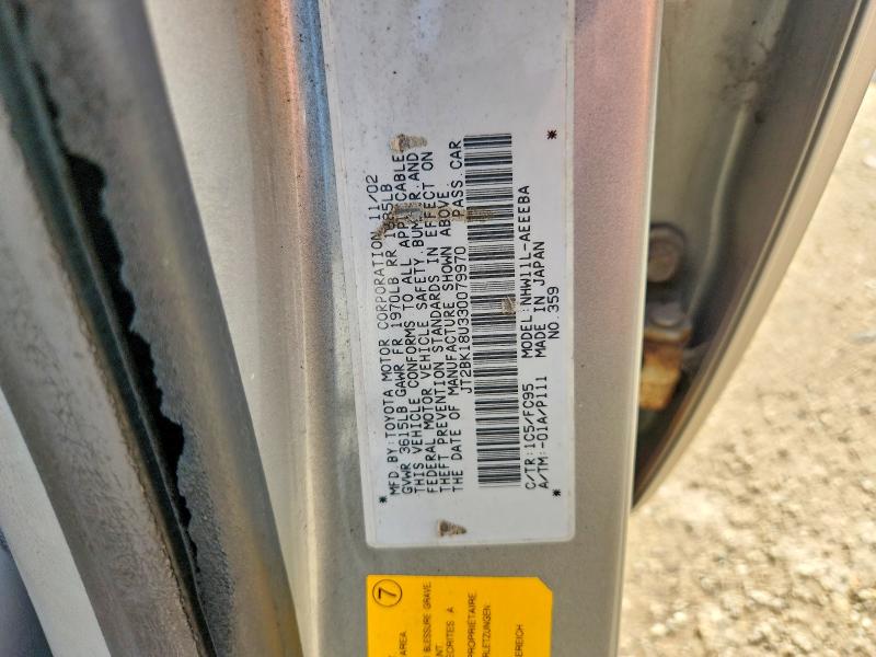 Продаж на аукціоні авто 2003 Toyota Prius, vin: JT2BK18U330079970, номер лоту: 67028256