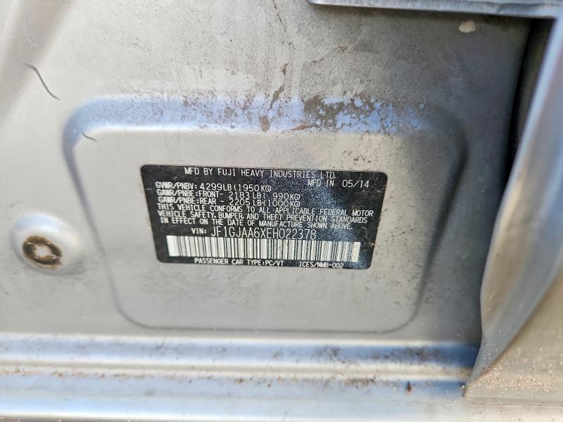 2014 Subaru Impreza მანქანა იყიდება აუქციონზე, vin: JF1GJAA6XEH022378, აუქციონის ნომერი: 69034716