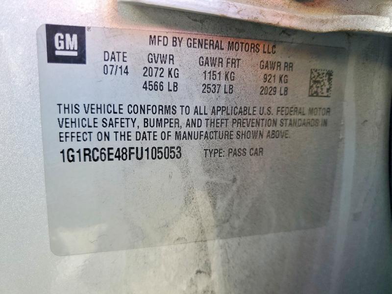 Продажа на аукционе авто 2015 Chevrolet Volt, vin: 1G1RC6E48FU105053, номер лота: 68101156