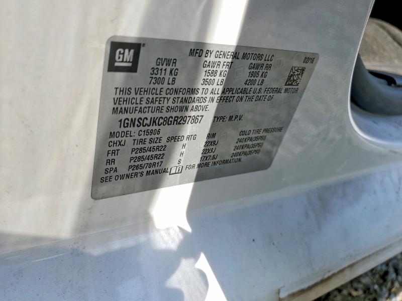 Aukcja sprzedaży 2016 Chevrolet Suburban, vin: 1GNSCJKC8GR297867, numer aukcji: 68807406